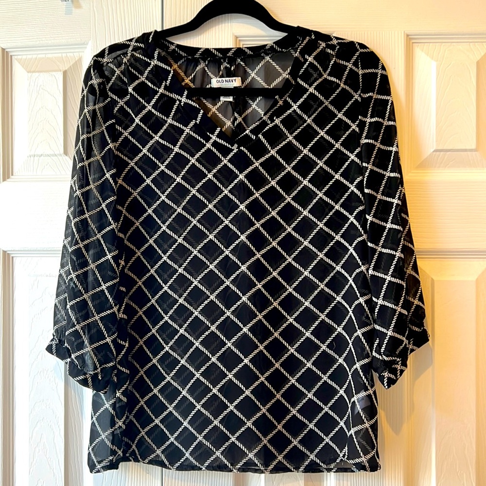 Sheer Black and White Blouse